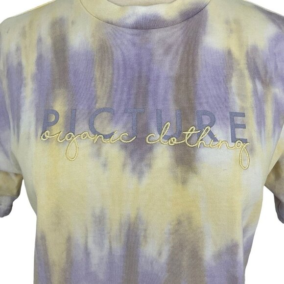 Picture Organic Clothing Size S Absalt Tie Dye T Shirt 100% Cotton Purple Yellow - Picture 4 of 11
